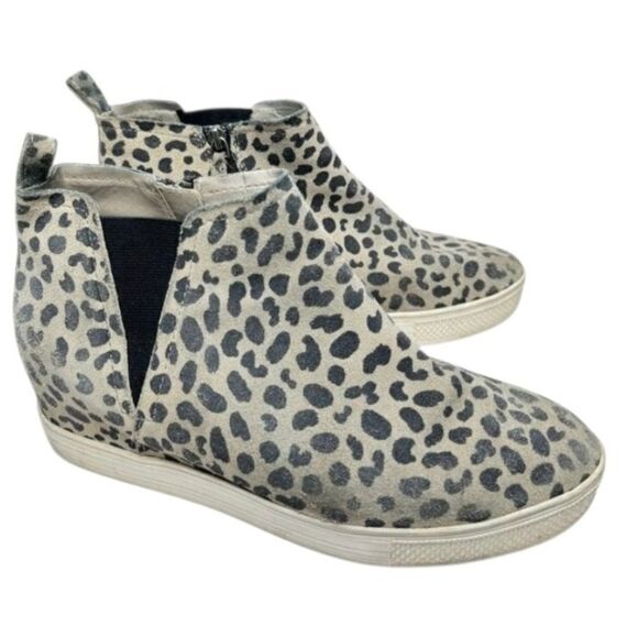 Caslon Leopard Print Suede Leather Ankle Booties Wedge Sneakers Casual Size 10 - Picture 1 of 8
